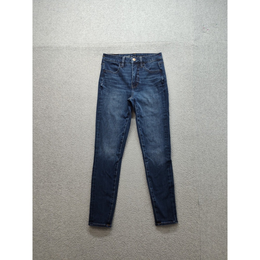 American Eagle Outfitters Women Jean 0 Blue Denim Skinny Fit‎ Super High Rise